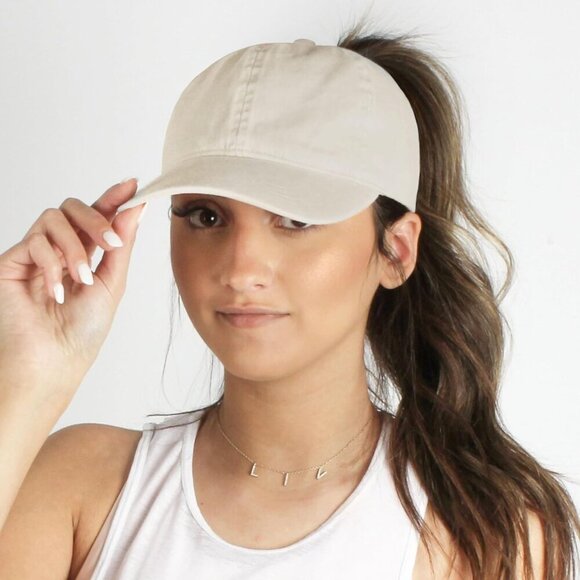 Cotton Ponytail Cap Women Open Back Tangle Free Hair-Friendly Hats